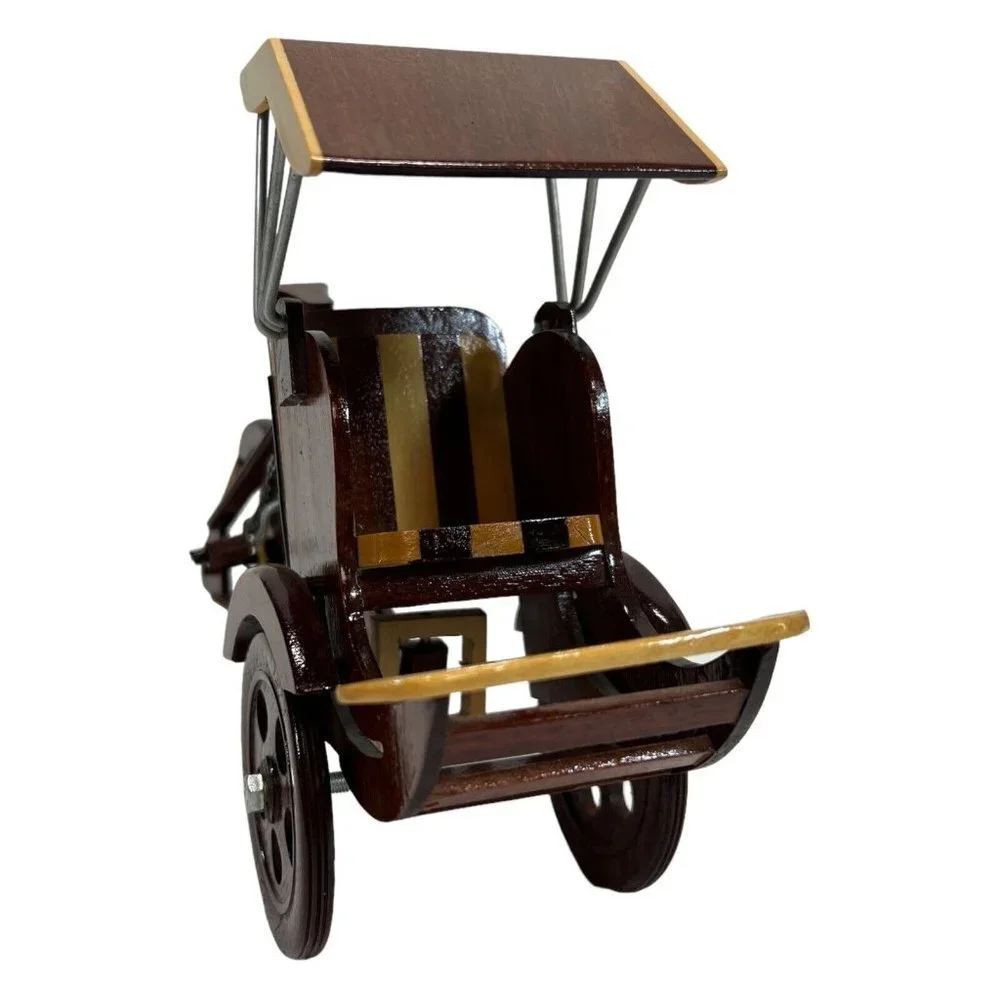 Vintage Handcrafted Wooden Pedicab Asian Cart‎ - Picture 2 of 7